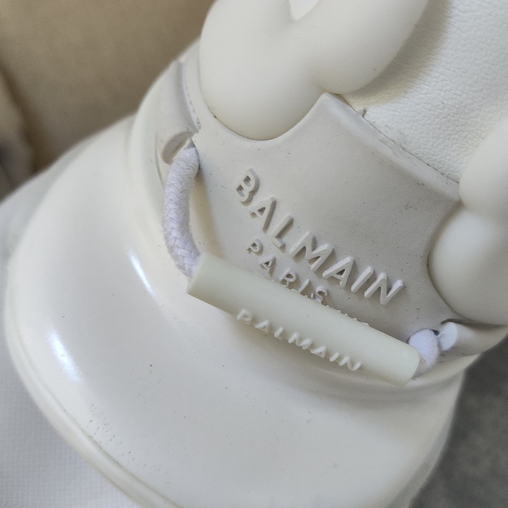 Balmain White and Black Women's Chunky Lace-Up Sneakers - Picture 2 of 13